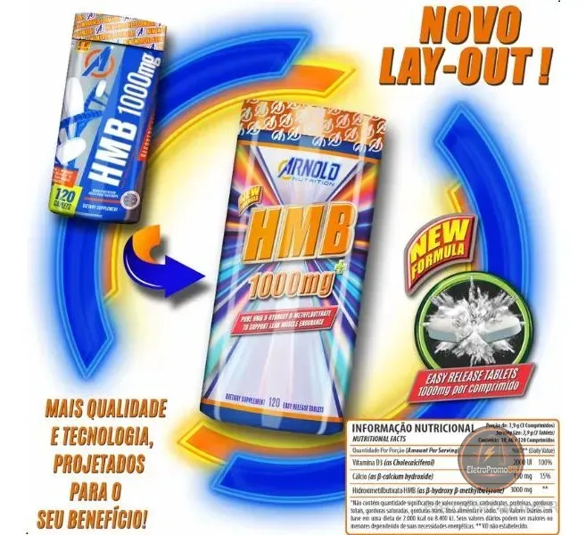 Kit 3 Hmb 1000mg Por Tablete Arnold Nutrition (120 Tabs) Usa Natural