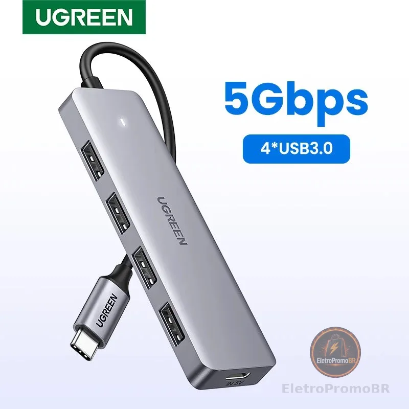 UGREEN HUB USB-C 4 Portas Tipo C para USB 3.0 Adaptador Divisor para Laptop MacBook Mac Mini iPad Pro Samsung S25 iPhone 17