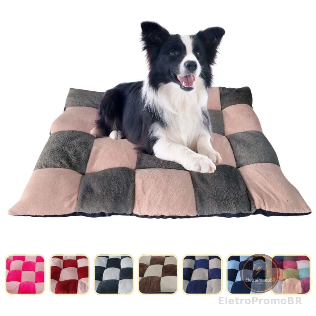 Almofada Pet 50x60 cachorro Gato Cama Conforto Colchonete Quadriculado