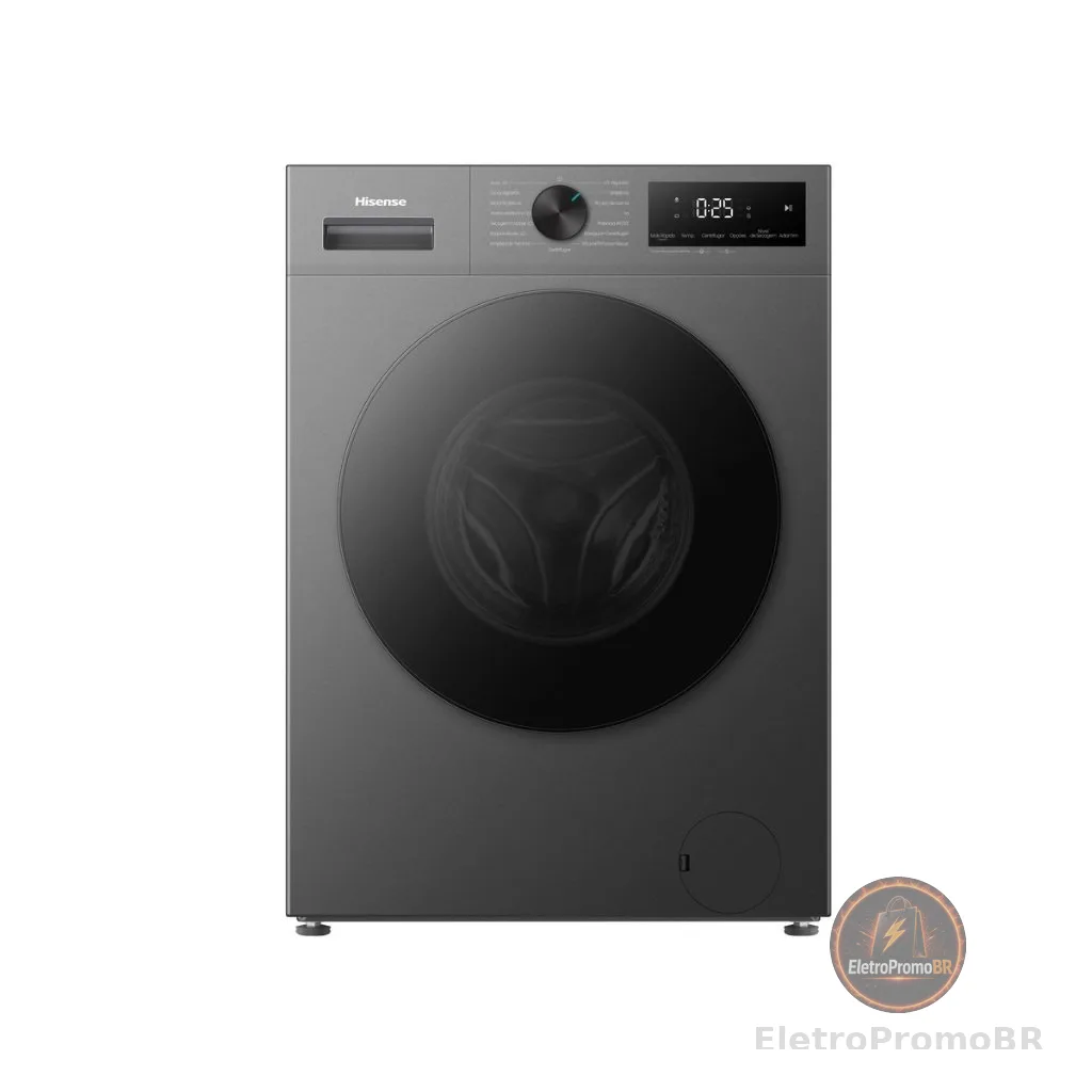 Lava e Seca Hisense 11kg Wd1i11 Compacta Fit e Função Steam Inverter Titânio
