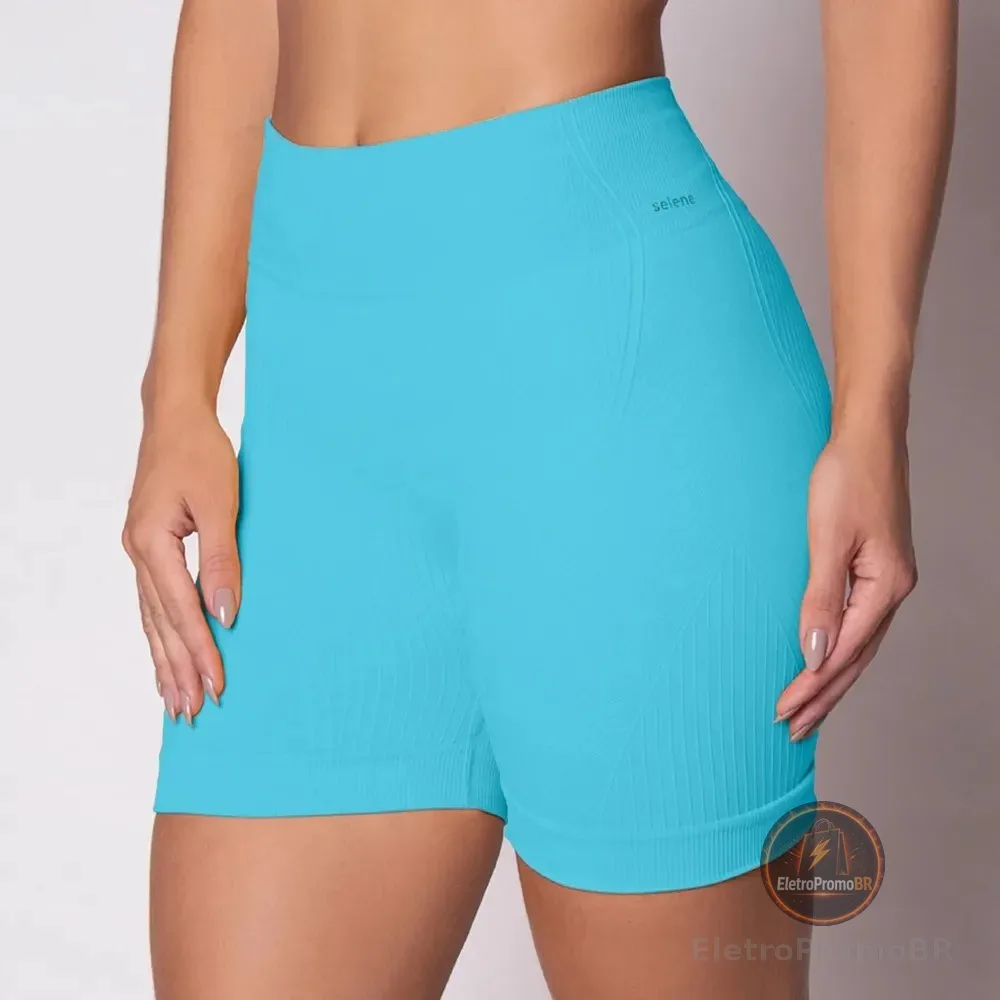 Short Academia Feminino Poliamida Selene Zero Transparência Turquesa Short Fitness Short Esportivo Short Legging Short Selene Short Poliamida Shortinho M Short Zero Transparência