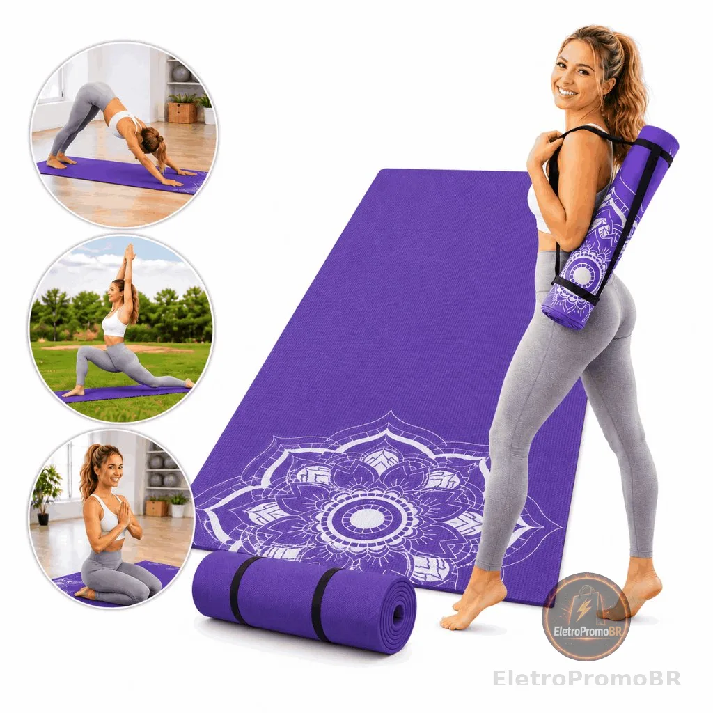 Tapete Yoga Pilates 1m x 50cm x 5mm Colchonete Academia Antiderrapante Ginástica Exercícios Fitness
