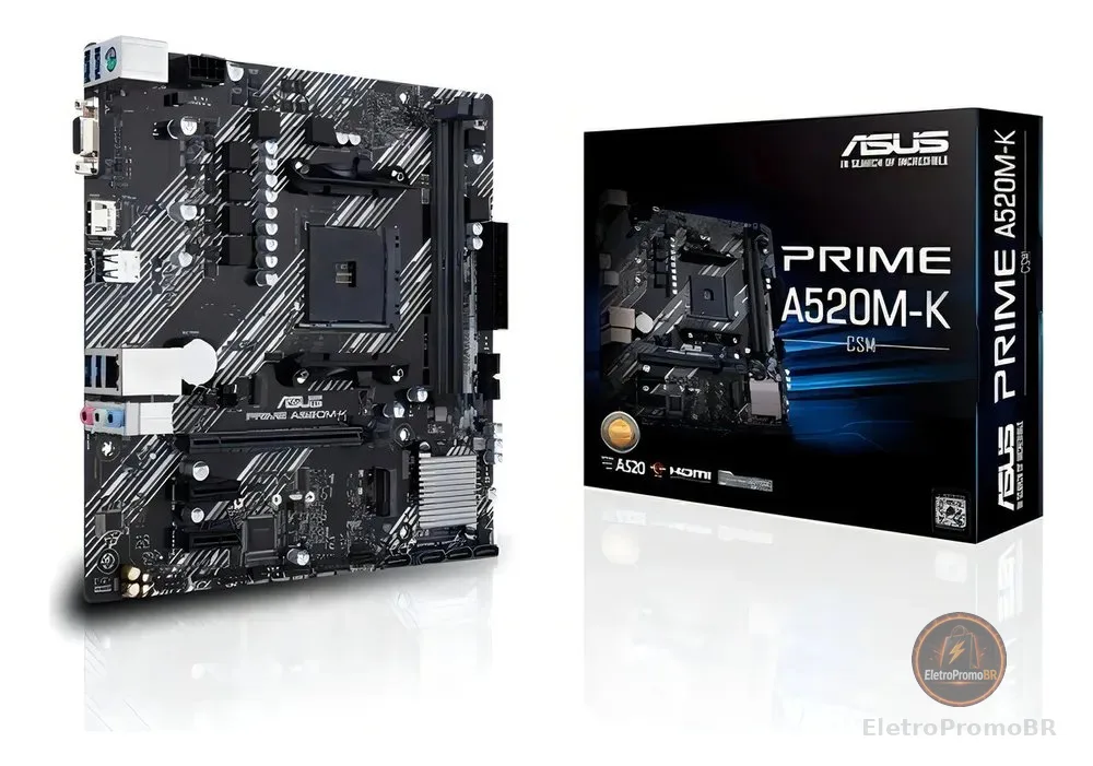 Placa-mãe Asus para AMD AM4 Prime A520M-K 2xDDR4 mATX - 90MB1500-M0EAY0
