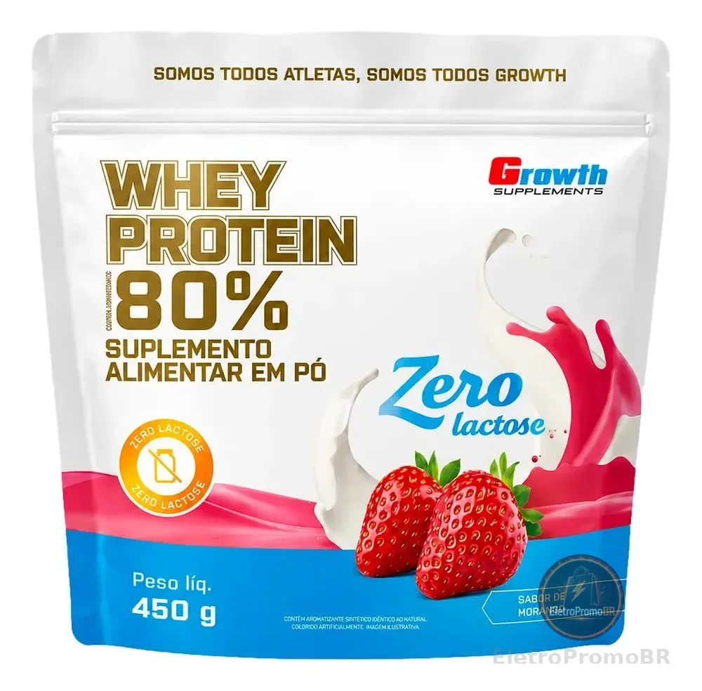 Whey Protein Concentrado Zero Lactose 450gr - Growth Morango