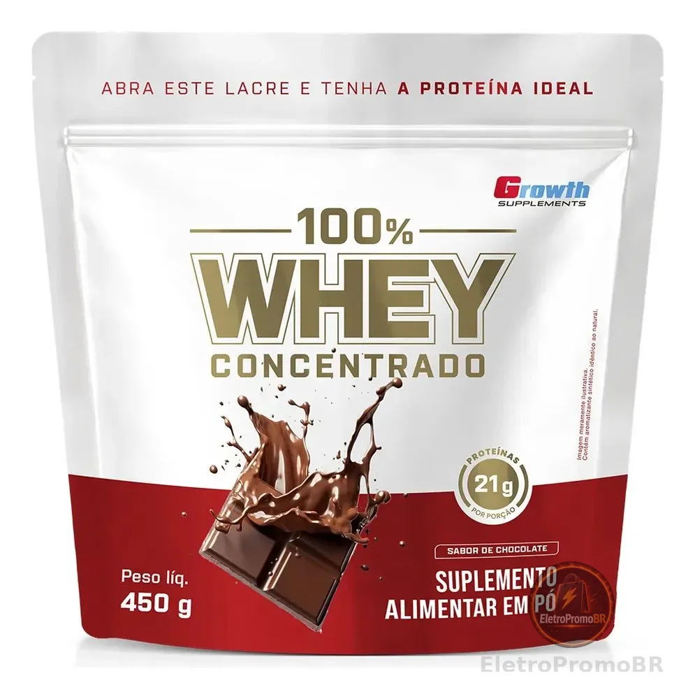 100% Whey Concentrado 450g Growth Supplements Chocolate