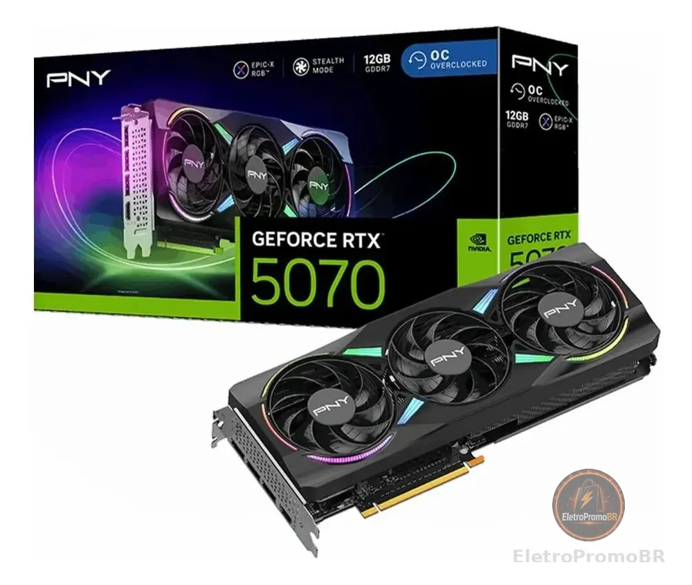 Placa De Video Pny Rtx 5070 Epic-x Rgb Oc 12gb Triple Fan