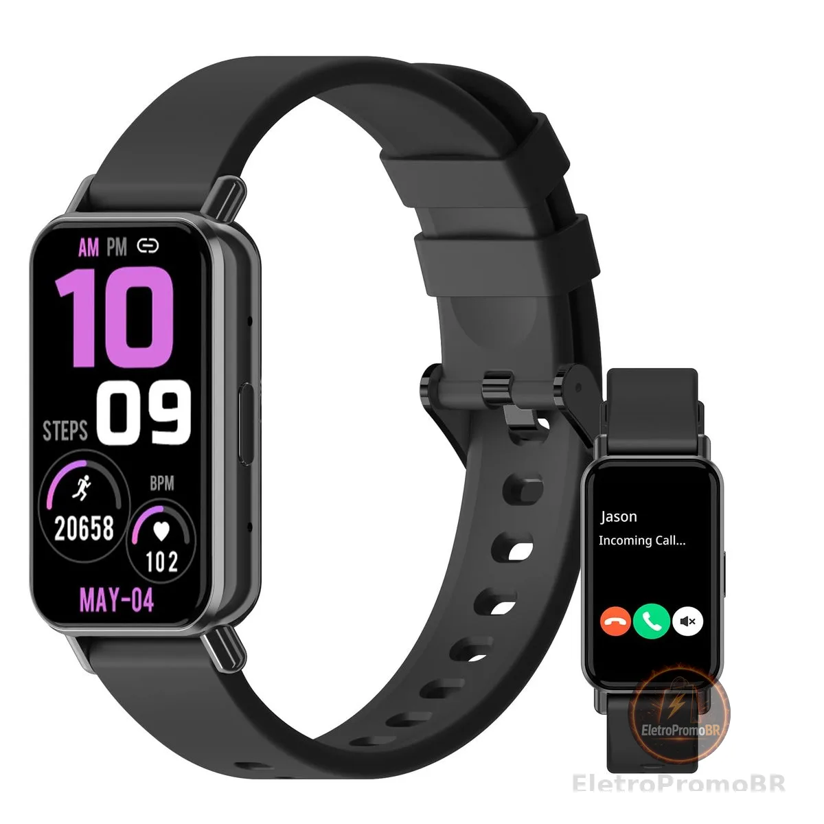 PEJE Band 1 Smartwatch Feminino com Chamadas, Tela HD 1,45” e 120+ Esportes