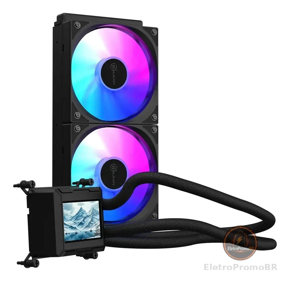 Water Cooler Kalkan Aura LCD 240mm ARGB Gamer Preto