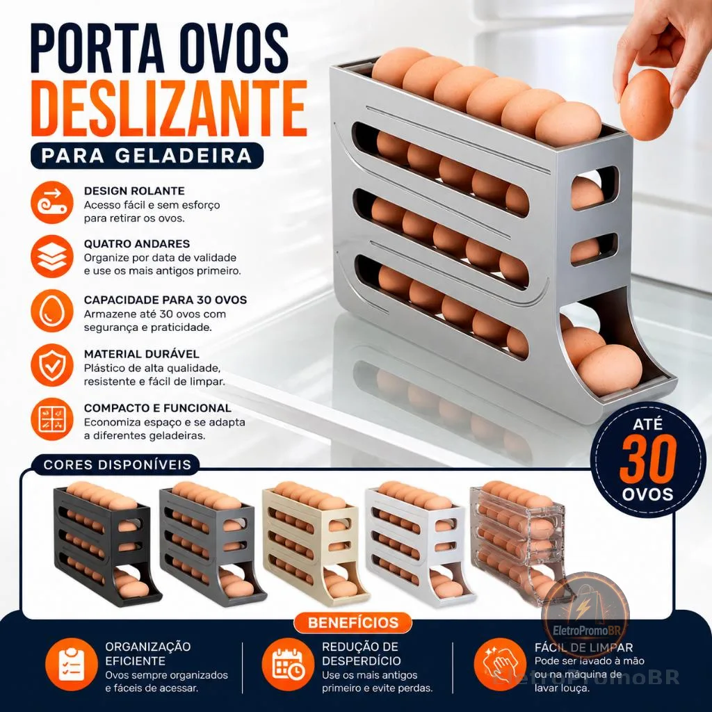 1/2 Peça Porta Ovos Deslizante Organizador Para Geladeira De 4 Camadas Automática Rolantes