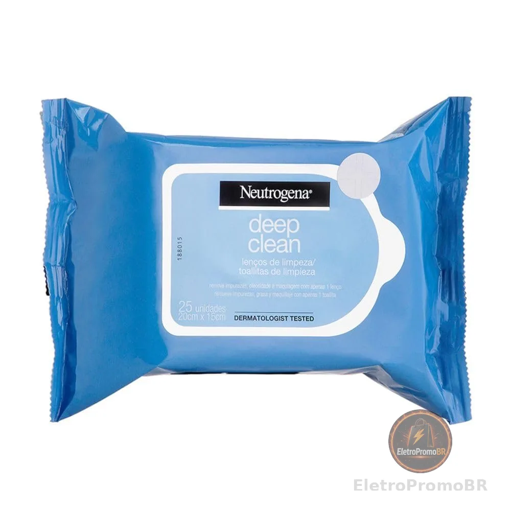 Lenços Demaquilantes Neutrogena Deep Clean, Hipoalergênicos, 25 Unidades