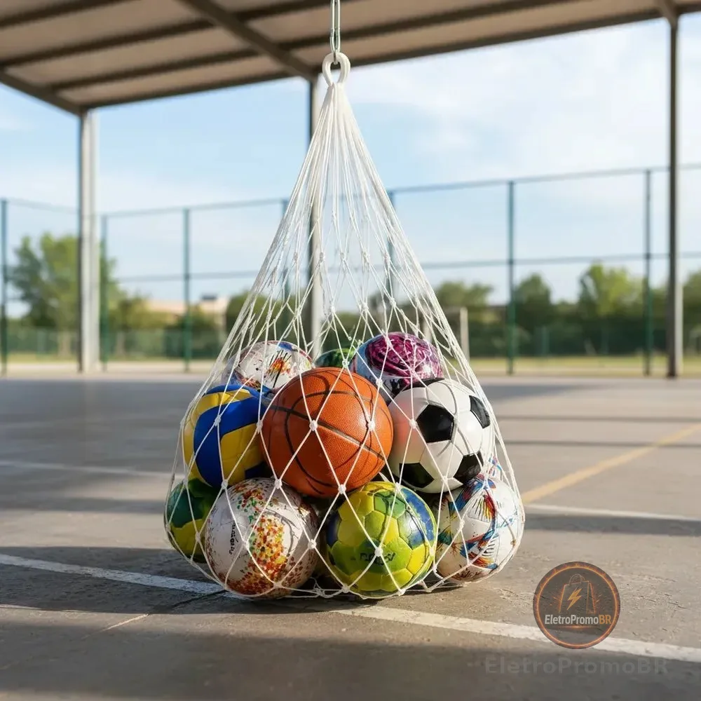 Saco De Guardar 20 Bolas Futebol, Futsal Volei, Seda Branco Branco
