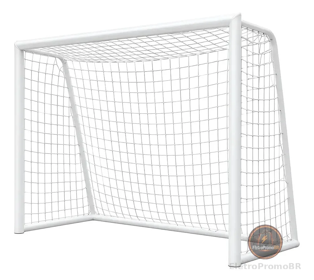 Par Rede Trave Gol Futsal Fio 4mm Futebol De Salão Uv Branco