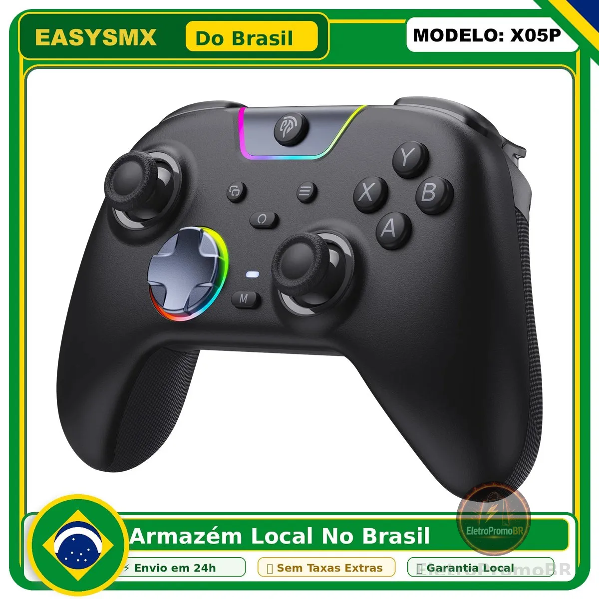 Controlador de Jogo Sem Fio EasySMX X05 Pro para PC/Switch/Telefone/Steam/Switch, Botões Silenciosos, Bateria de 1000mAh, Efeito Hall