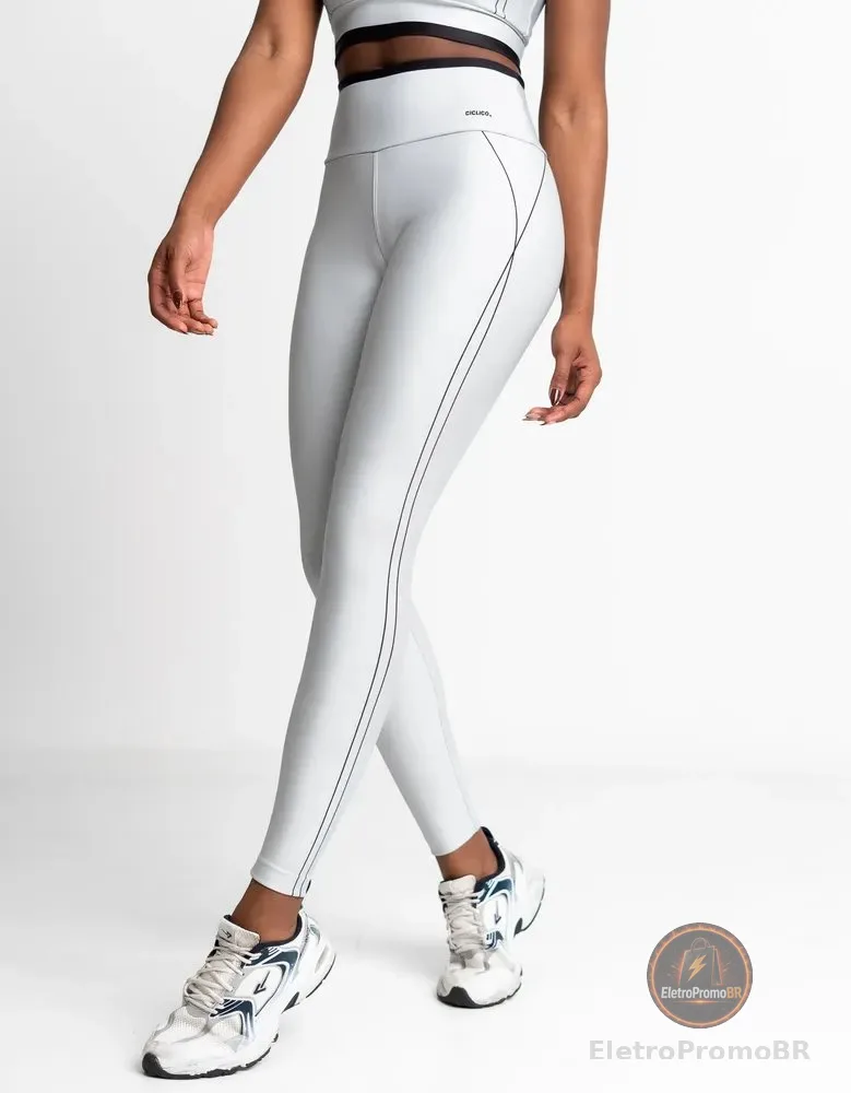 Legging Feminina Para Academia Zero Transparência Cós Alto Cinza Liso P