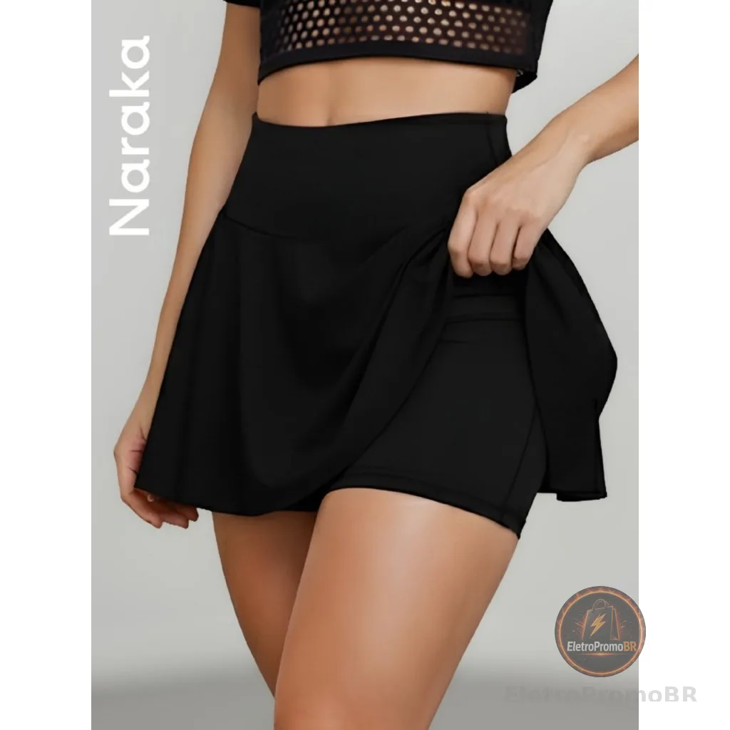 Short Saia Fitness Feminino Cintura Alta