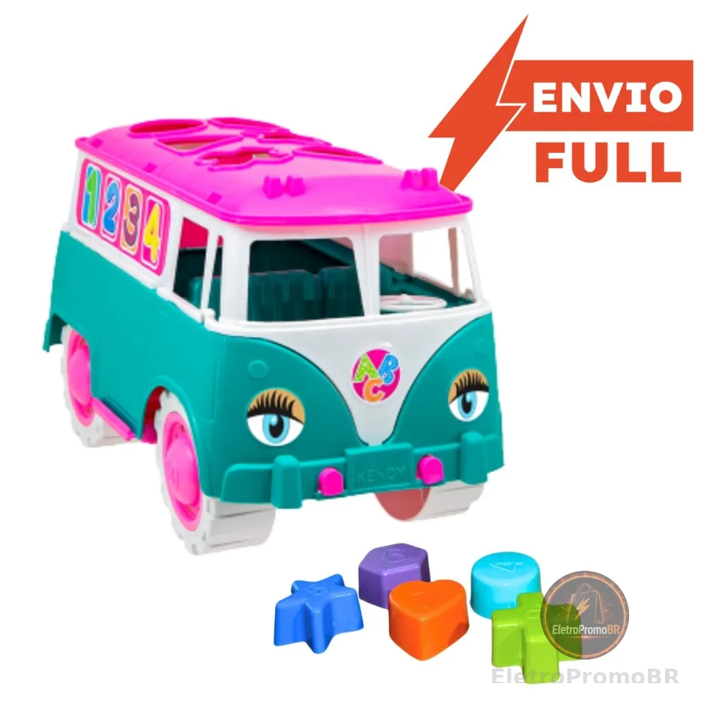 Kombi Brinquedo Educativo De Menina - Para Desenvolvimento Pedagógico Infantil - 6 pc de Encaixar - Certificado Inmetro