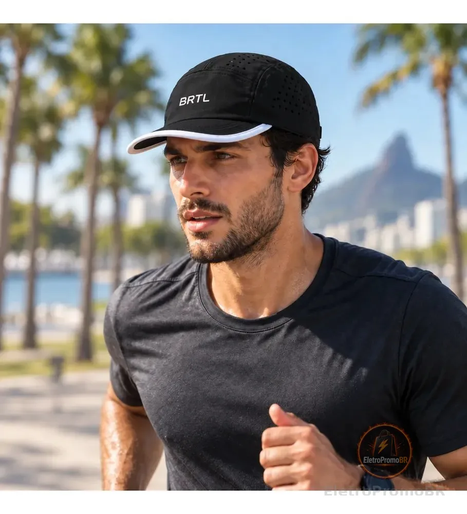 Boné Corrida Aba Flexível Leve Impermeável Proteção Solar Uv Preto Único Adulto