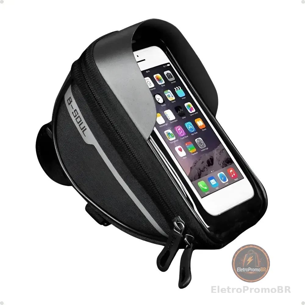 Bolsa Guidão Bike Bicicleta Impermeável Suporte Celular Fone Preto
