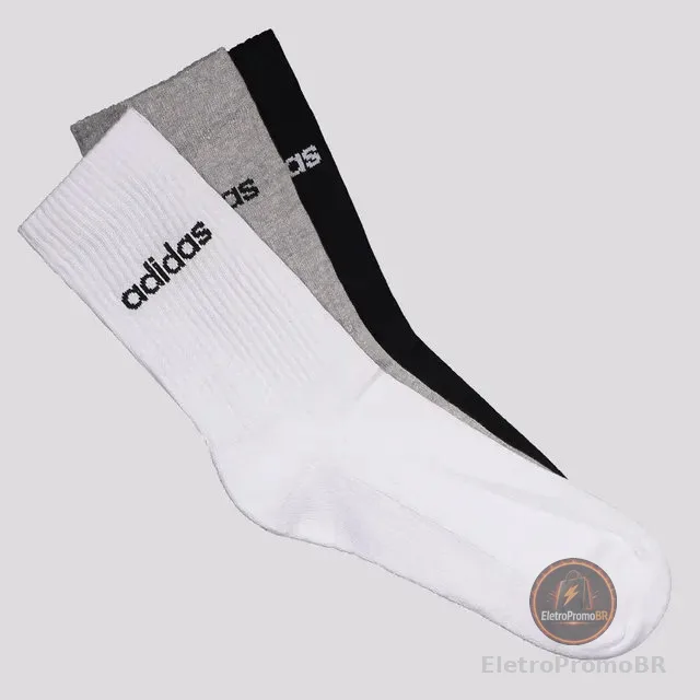 Kit Meia adidas Crew 3 Pares