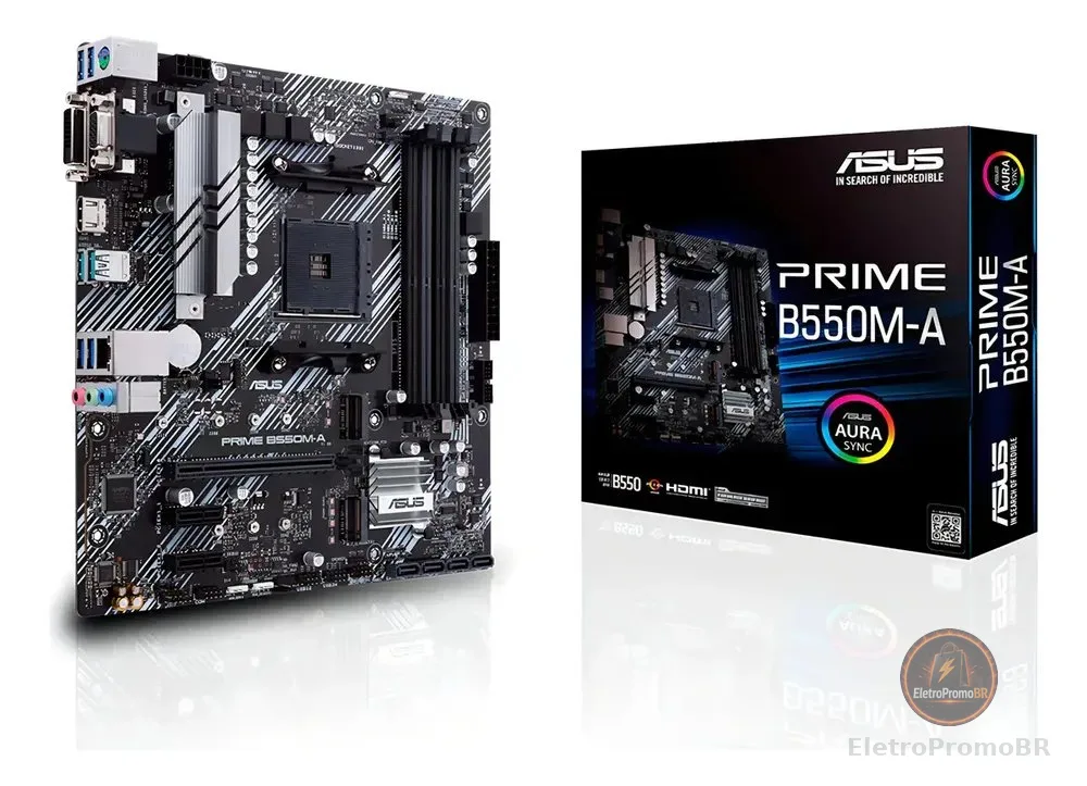 Placa-mãe Asus Prime B550m-a Amd Am4 Ddr4 90MB14I0-C1BAY0 Cor Preto