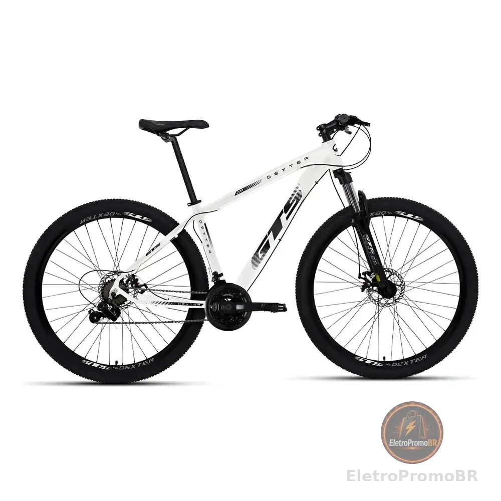 Bicicleta Aro 29 Gts Dexter 24 Marchas Freio A Disco Cor Branco Com Preto Tamanho Do Quadro 19