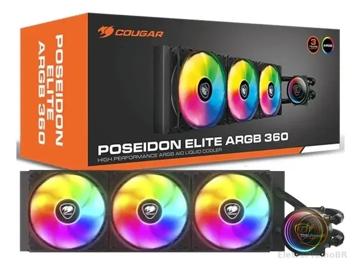 Water Cooler Cougar Poseidon Elite Argb Preto 360 Preto