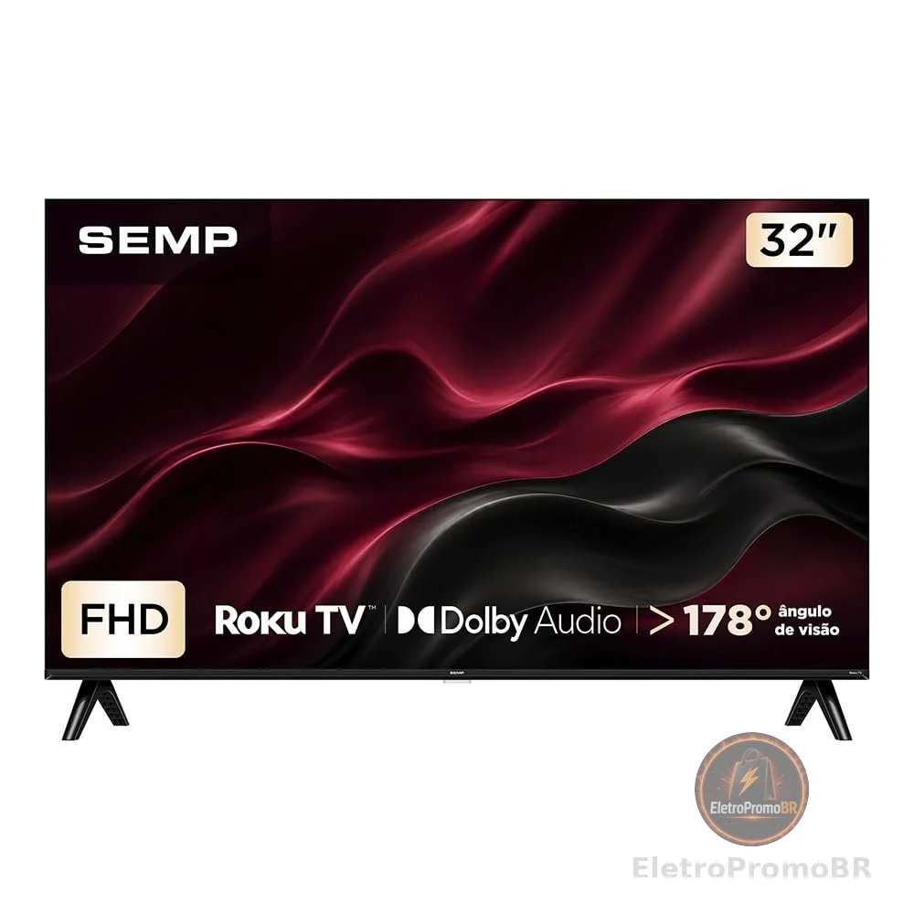 Smart TV Semp 32 Polegadas LED Full HD S42R Roku TV Wi-Fi Dolby Audio Brilho até 220 Nits 32S42R