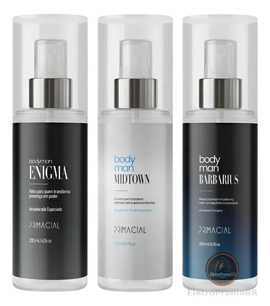 Kit Body Splash Masculino Barbarius + Enigma + Midtown 200ml
