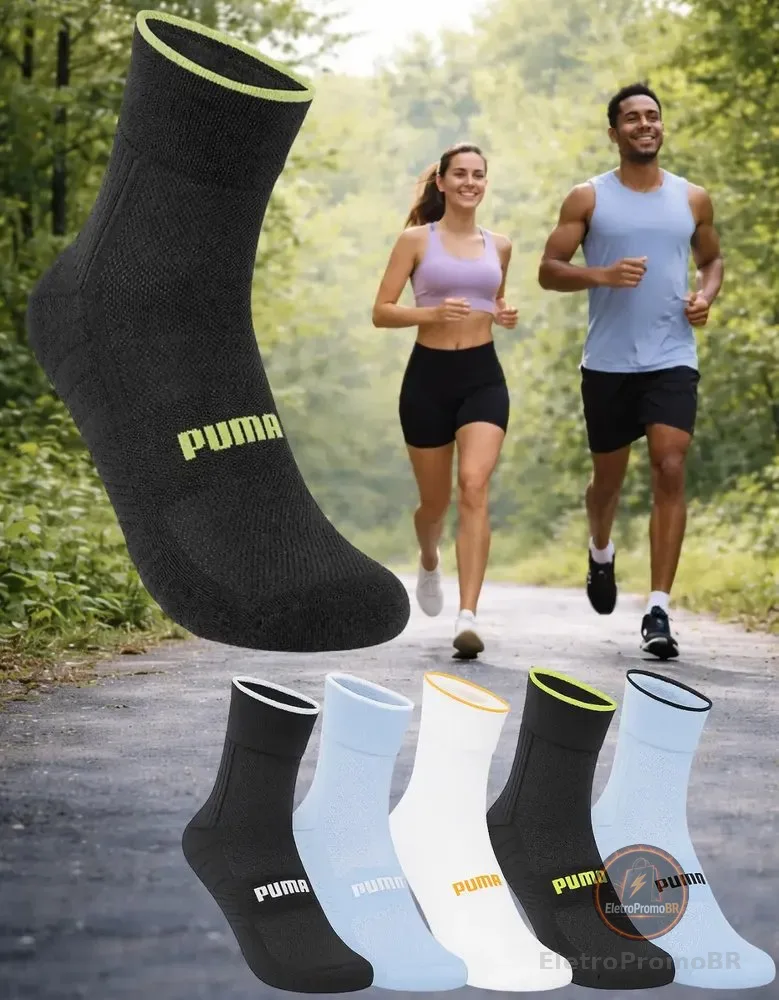 Meia Puma Poliamida Esportiva Corrida Dry Fit Ciclismo Sport Grafite G (39-44)