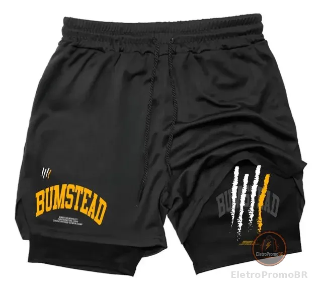 Bermuda Short Duplo Masculina Compreensão 2 Em 1 Musculação