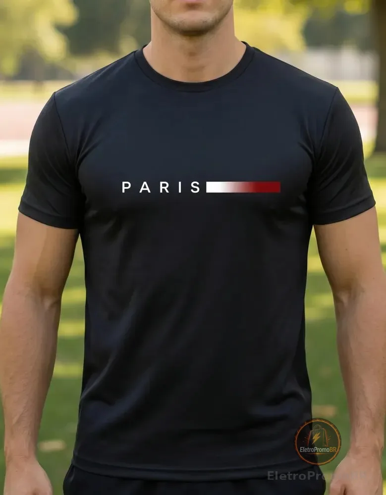 Camiseta Dry Fit Academia Respirável Paris Minimalista Preto G