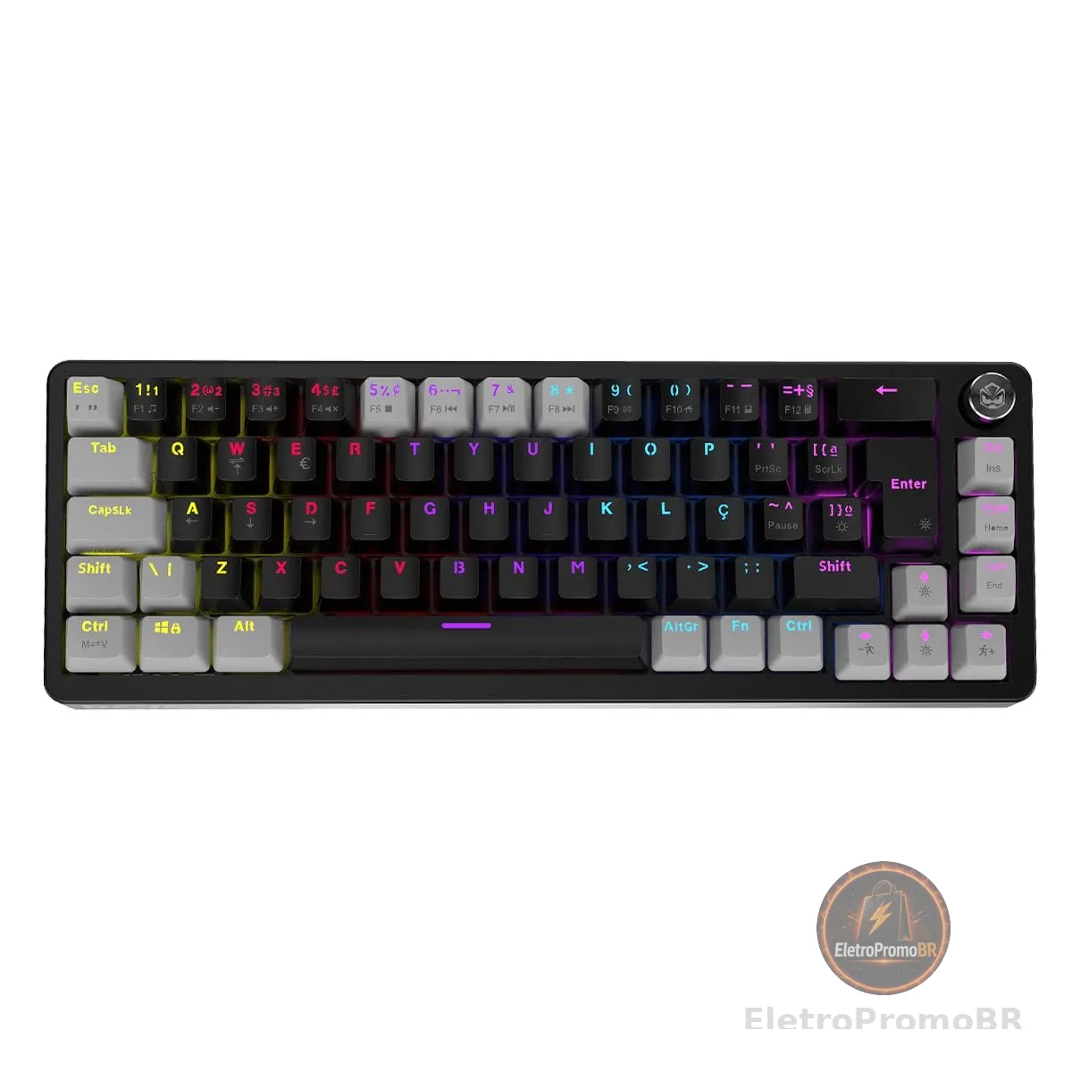 TECLADO MECÂNICO 65% PCYES MECKA BLACK VULCAN - SWITCH RED - LED RAINBOW - TPMKBVRD