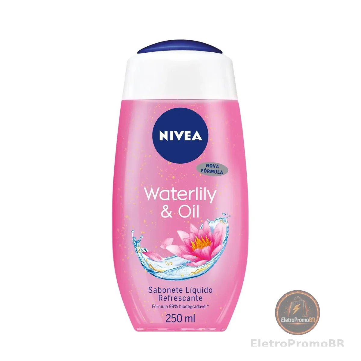 NIVEA Sabonete Líquido Waterlily & Oil 250ml, Limpeza Corporal, Pele Macia, Óleos e Vitaminas, Equilíbrio com o pH, Sensação Refrescante