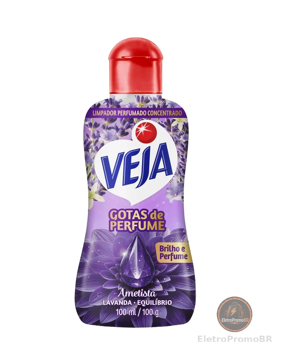 Veja Gotas de Perfume Ametista Lavanda Limpador Perfumado Concentrado 100 ml
