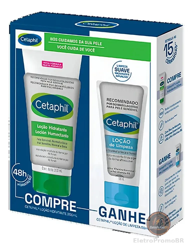 Kit Cetaphil Loção Hidratante 200ml + Loção de Limpeza 59ml