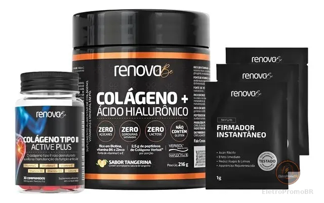 Kit Colágeno Tipo 1 Verisol Pele + Tipo 2 Ossos Renova Be