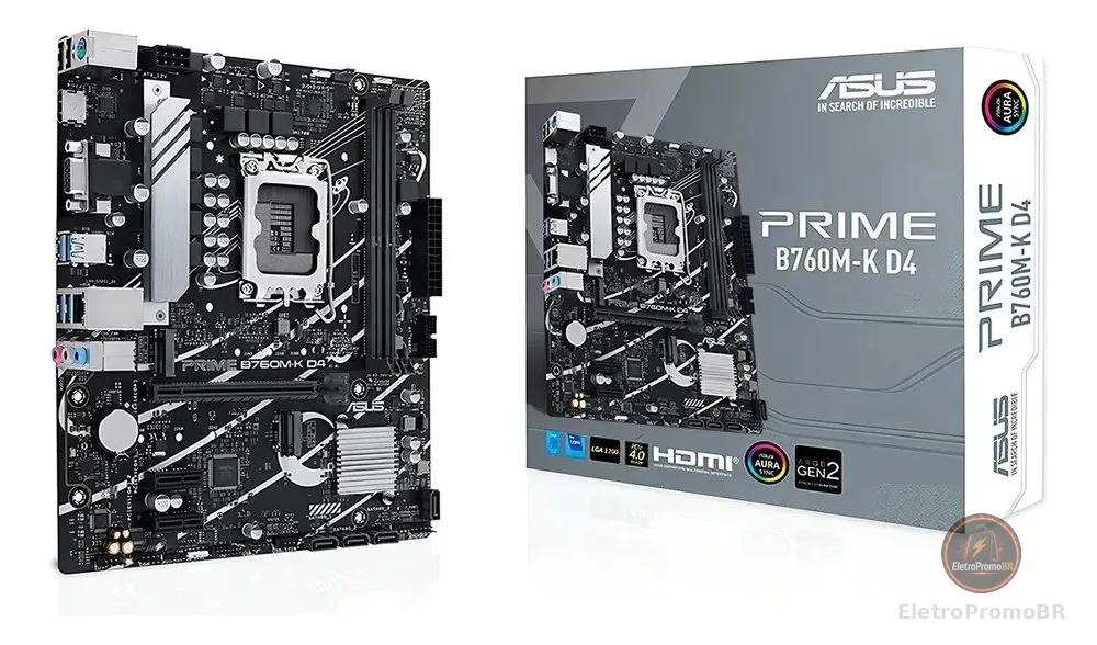 Placa-mãe Asus Prime B760m-k D4 Intel 1700 ie 4.0 Preto
