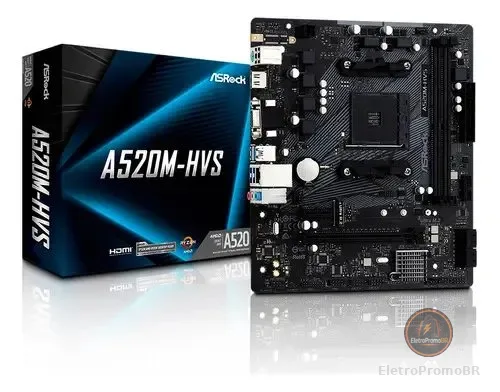 Placa Mae Amd Am4 A520 2xddr4 Hdmi/vga A520m-hvs Asrock