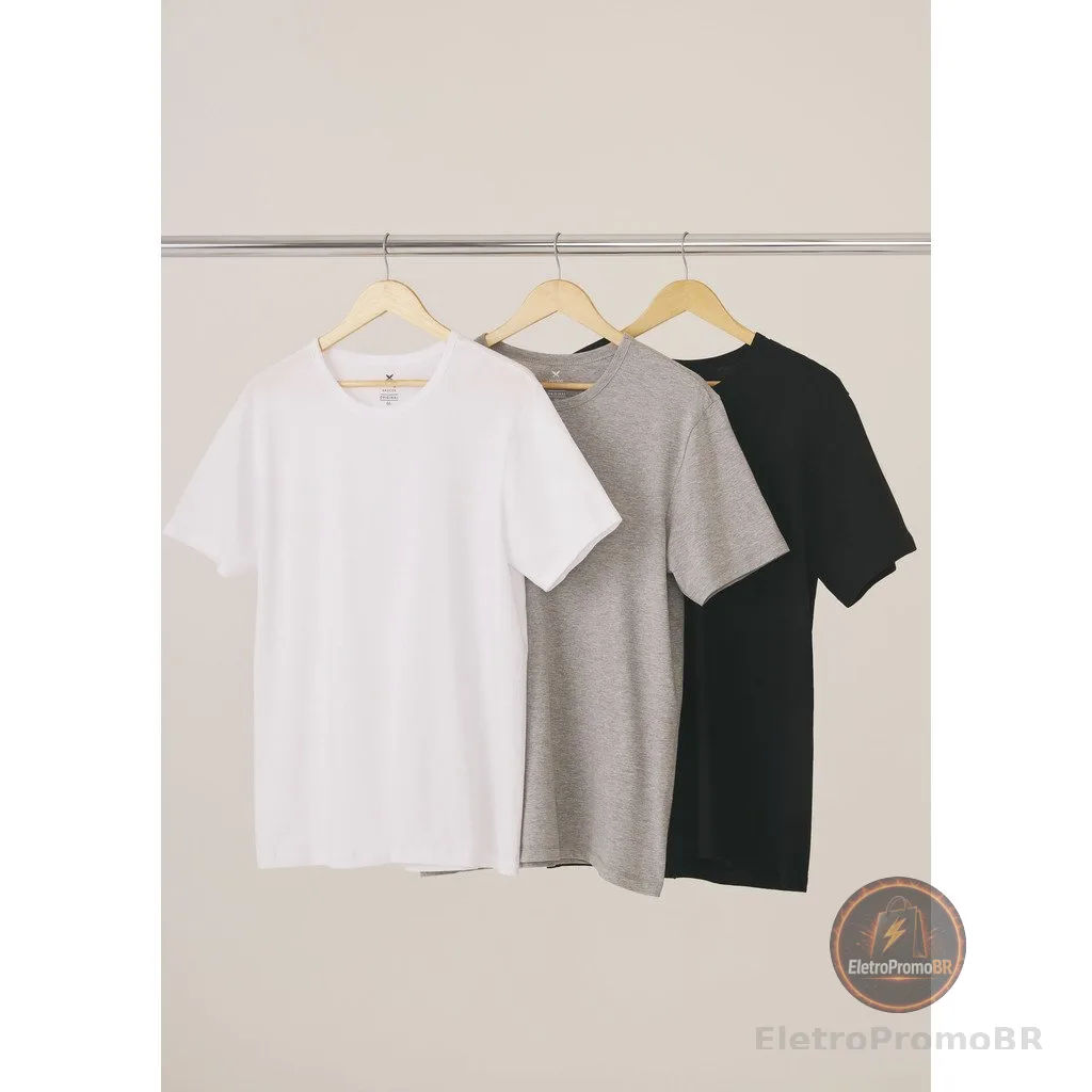 Kit Com 3 Camisetas Masculinas Básicas Slim Hering