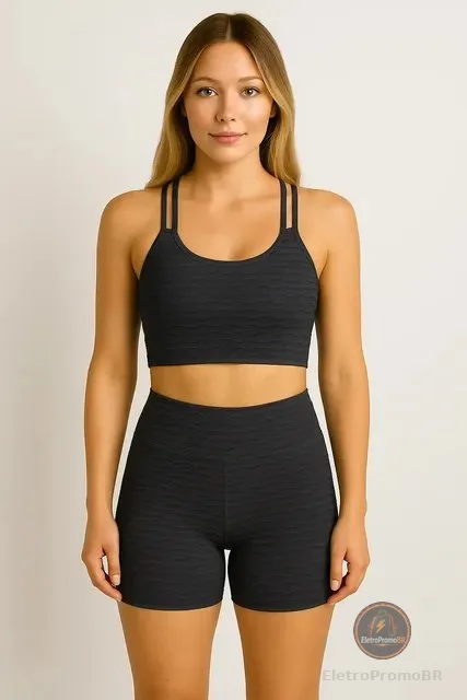 Conjunto Shorts Bolha Feminino Adulto Academia Fitness