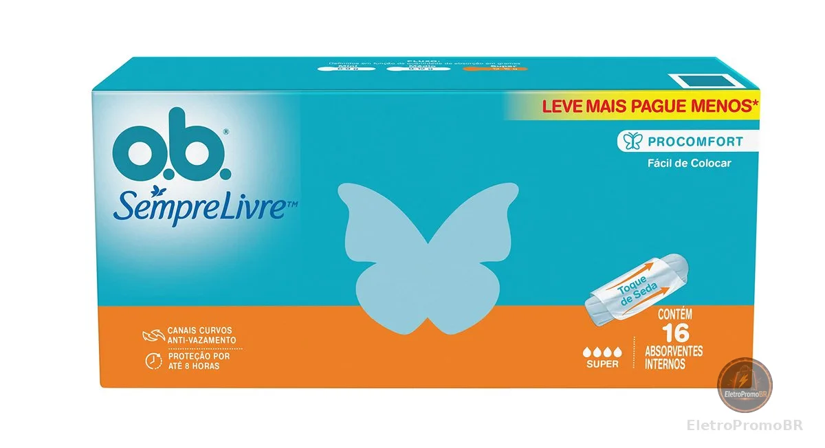 Absorvente Interno O.B. Sempre Livre, Fluxo Super, 16 Unidades