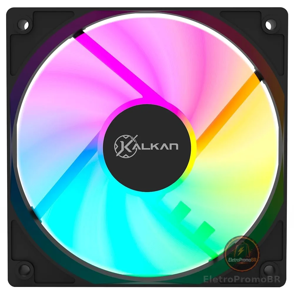 Fan Kalkan Lumen RGB Preto 120 mm 1500 RPM 1.19 mmH2O 51.1 CFM KLK00018