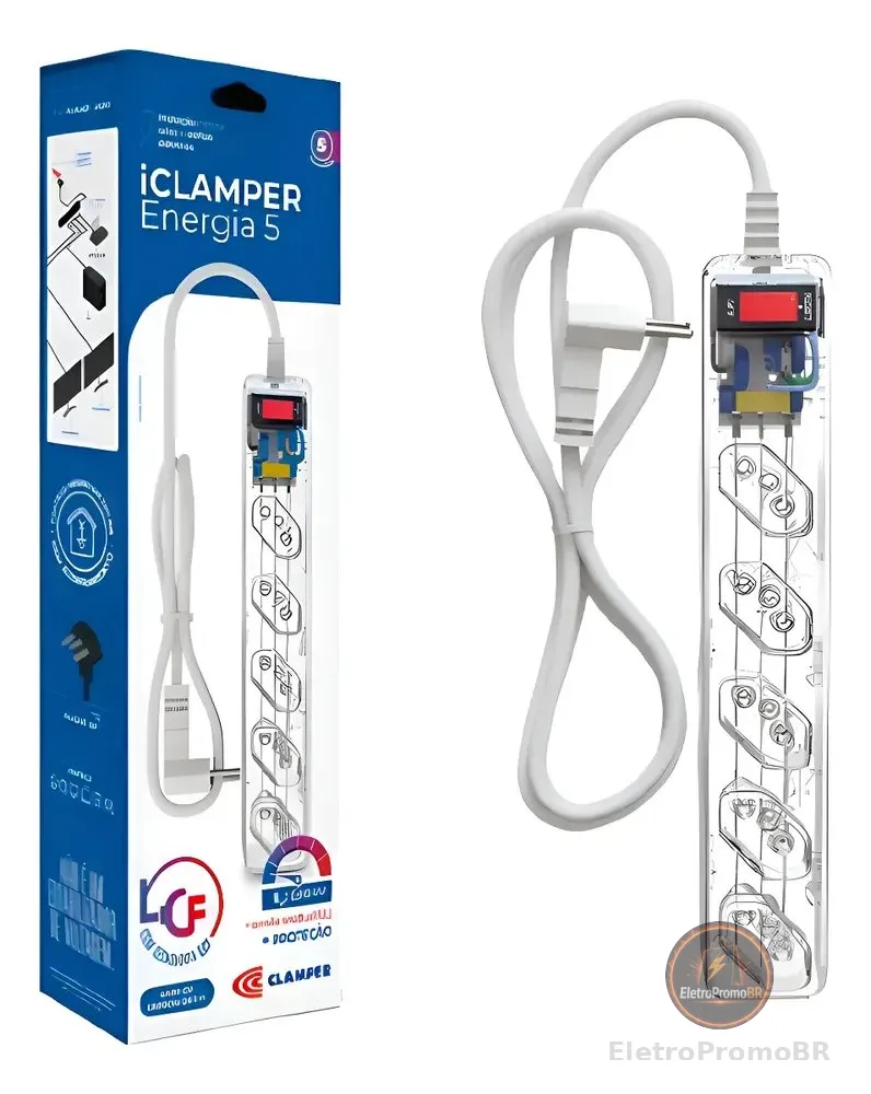 Filtro De Linha Dps Clamper 5 Tomadas 1m Transparente 021516 Transparente 127/220v
