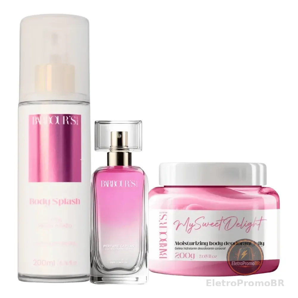 Kit Body Splash Geleia Hidratante Perfume Capilar My Sweet Delight Barbour's Beauty Corporal