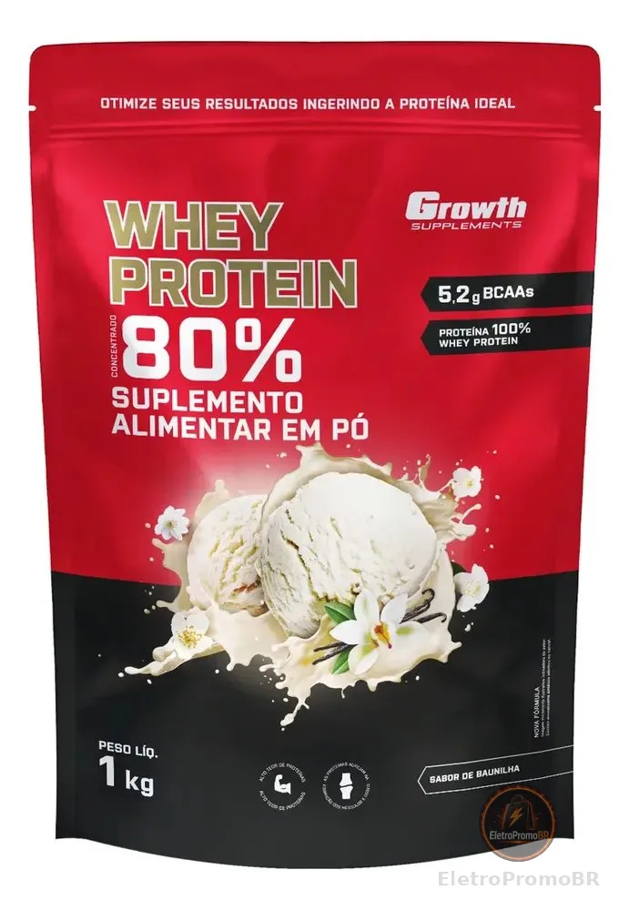 Proteína Growth Supplements Whey concentrado em pó sabor Baunilha x 1kg