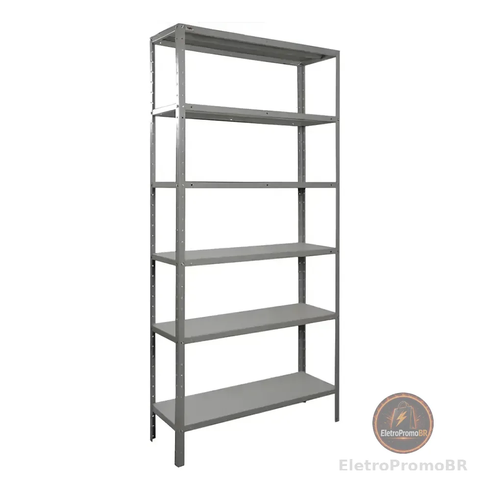 Estante Armário Prateleira De Aço 6 Bandejas Organizador Galvanizada Suporta 150kg 198cm X 90cm X 28cm Incolor