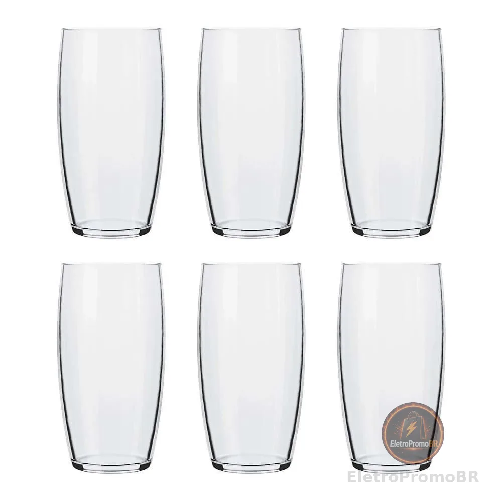 Jogo de Copos Nadir Oca Long Drink de Vidro Liso com 6 Peças 300ml
