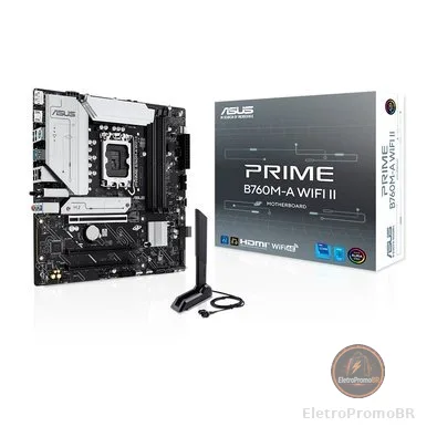 Placa-Mãe ASUS PRIME B760M-A II, Intel LGA 1700, mATX, DDR5, Preto - 90MB1NG0-M0EAY0
