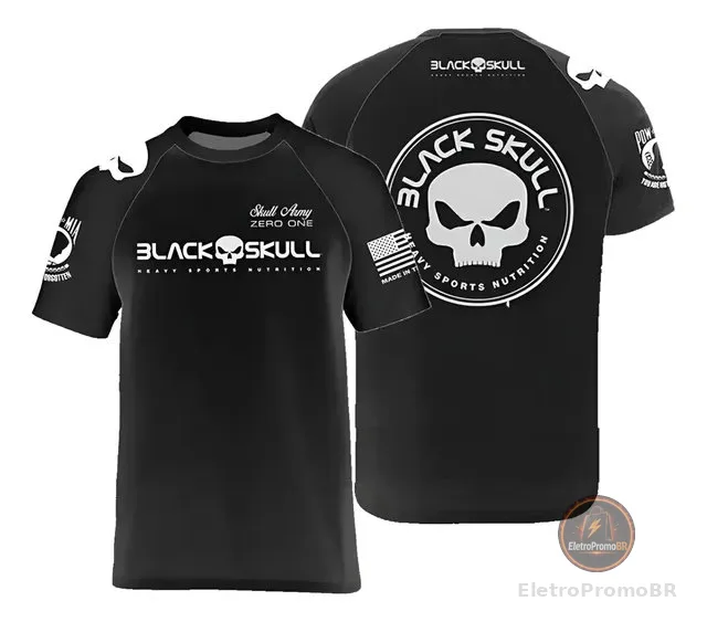 Camiseta Black Skull Caveira Camisa Treino Academy Original