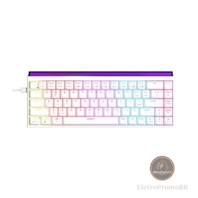 Teclado Mecânico Gamer AJAZZ NK68, RGB, Switch Red, Keycaps PBT, Hotswap, Branco - AJAZZ-NK68-W1-OEM-WH-R